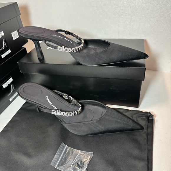 Alexander Wang Delphine 65 Logo-Strap Mules party wedding summer casual style - Picture 3 of 9